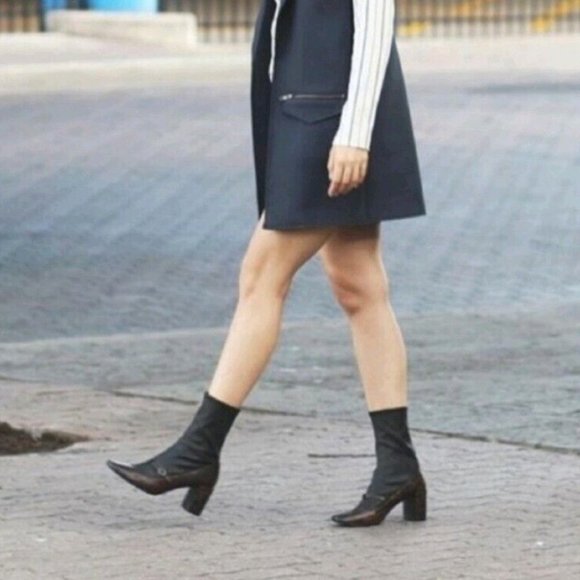 ZARA Mary Jane Heels Ankle Leather Stretch 38 - Picture 5 of 7